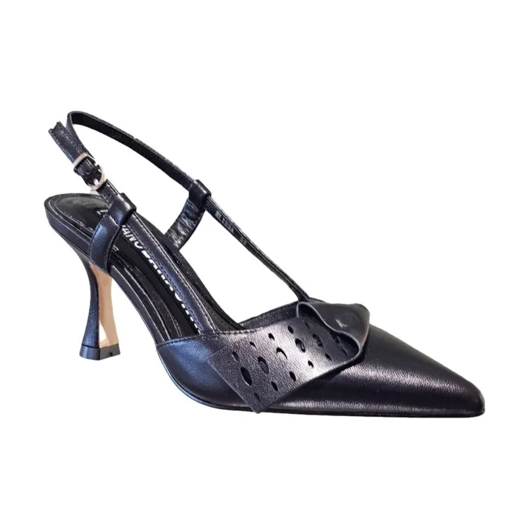 Luciano Barachini RL123A  Dècolletè Sling Back Donna Tacco Medio in Vera Pelle Nero