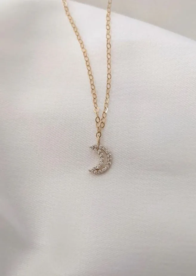 Luna Crescent Moon Gold Necklace by Layer the Love