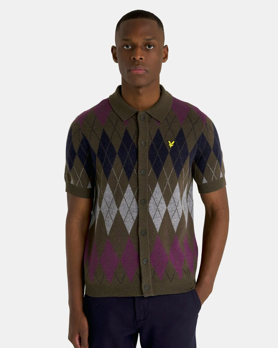 Lyle & Scott British Argyle Polo Shirt Olive