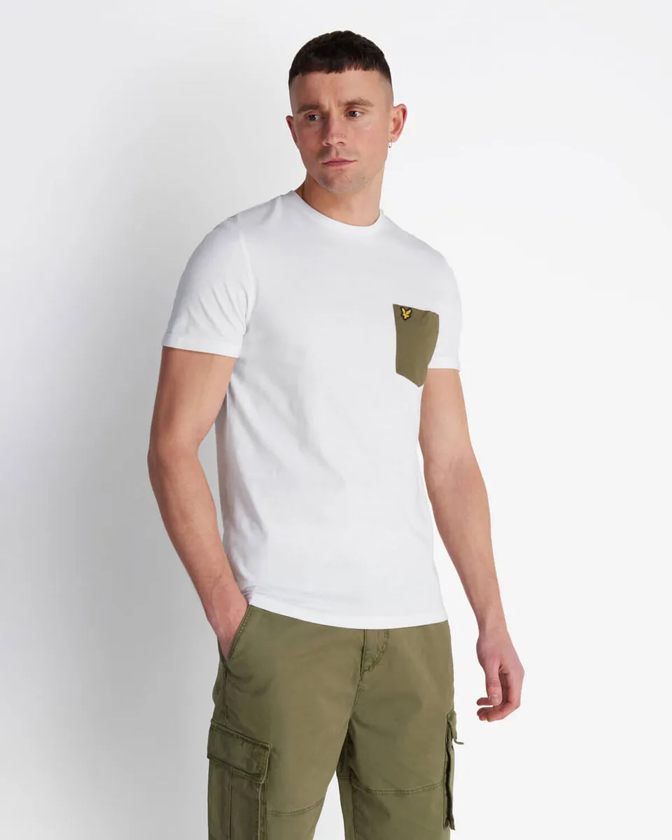 Lyle & Scott Contrast Pocket T-Shirt White Lichen Green