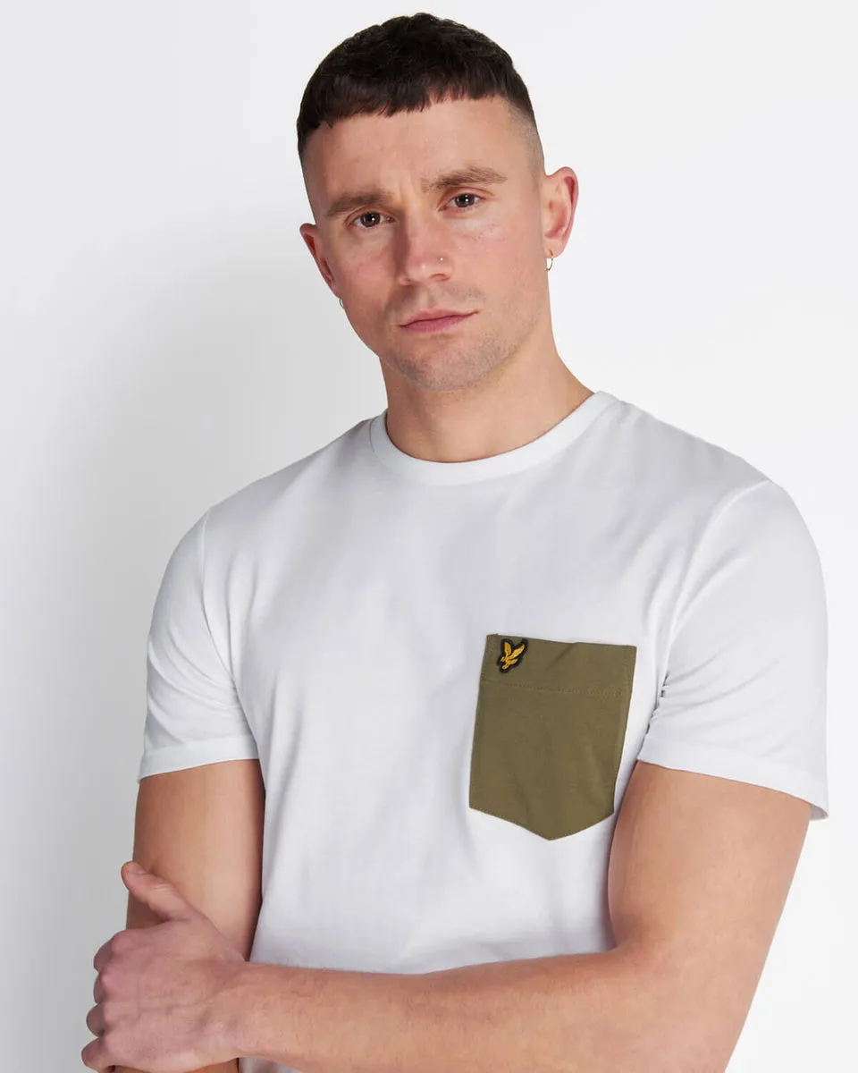 Lyle & Scott Contrast Pocket T-Shirt White Lichen Green