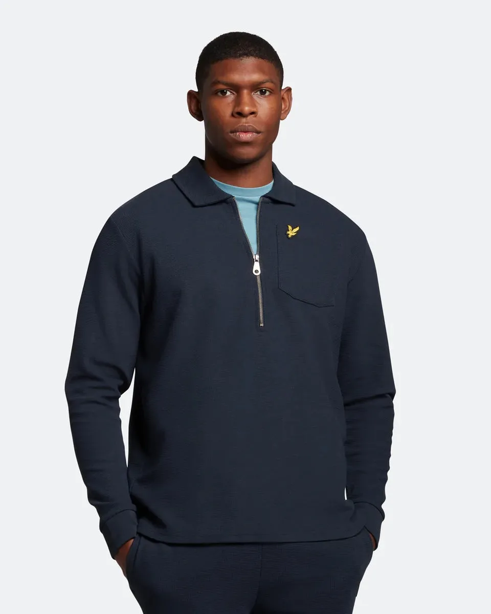 Lyle & Scott Crest Textured 1/4 Zip Sweat Dark Navy