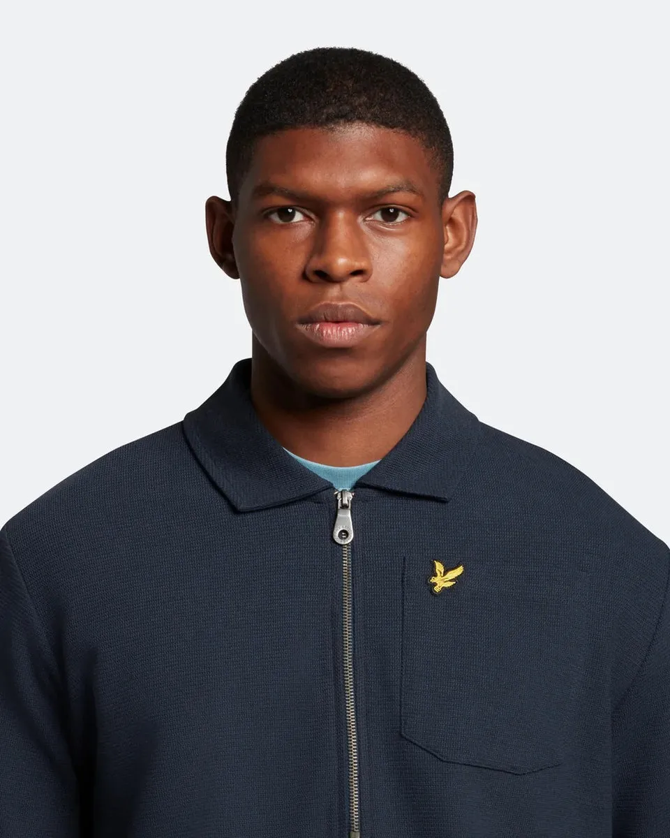 Lyle & Scott Crest Textured 1/4 Zip Sweat Dark Navy