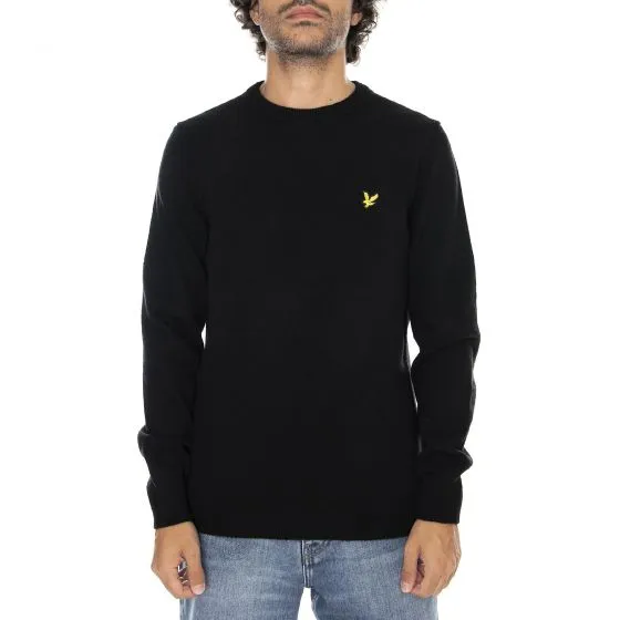 Lyle & Scott Crew Neck Lambswool Blend Jet Black Marl Jumper