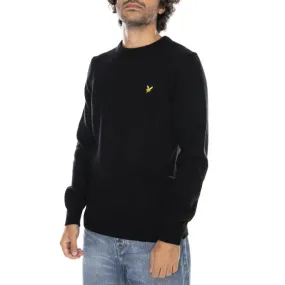 Lyle & Scott Crew Neck Lambswool Blend Jet Black Marl Jumper