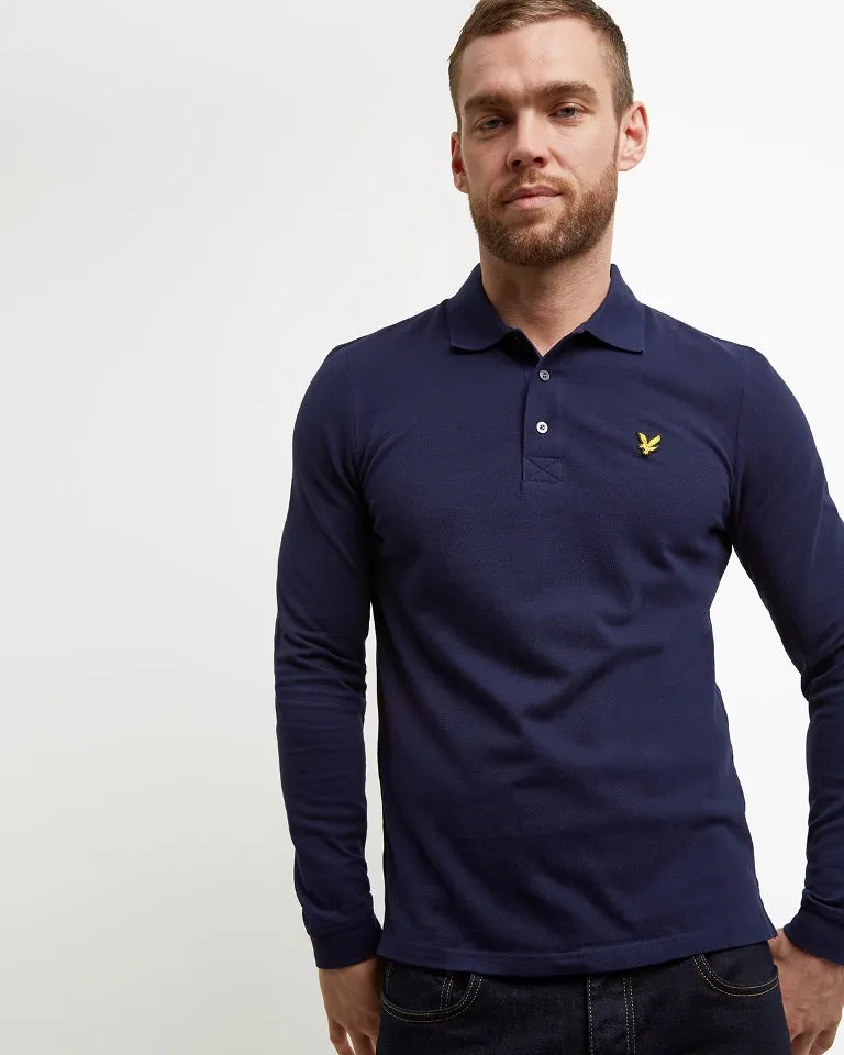 Lyle & Scott Long Sleeved Polo in Navy