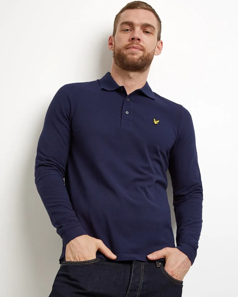 Lyle & Scott Long Sleeved Polo in Navy