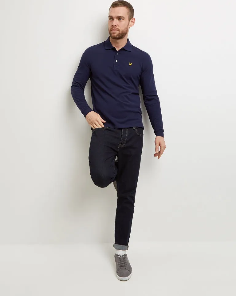 Lyle & Scott Long Sleeved Polo in Navy