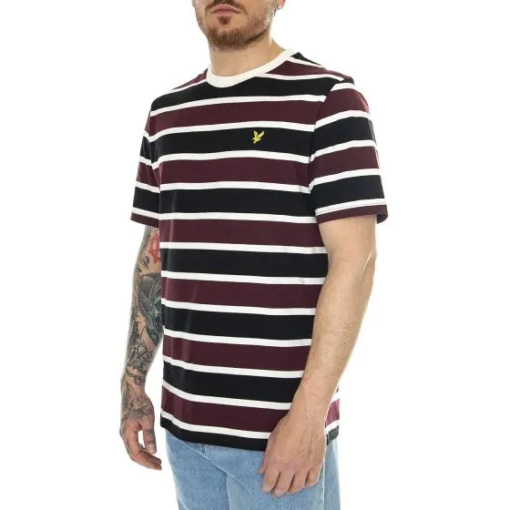 Lyle & Scott Stripe T-Shirt Burgundy