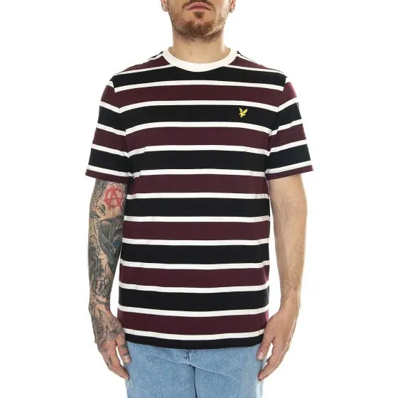 Lyle & Scott Stripe T-Shirt Burgundy