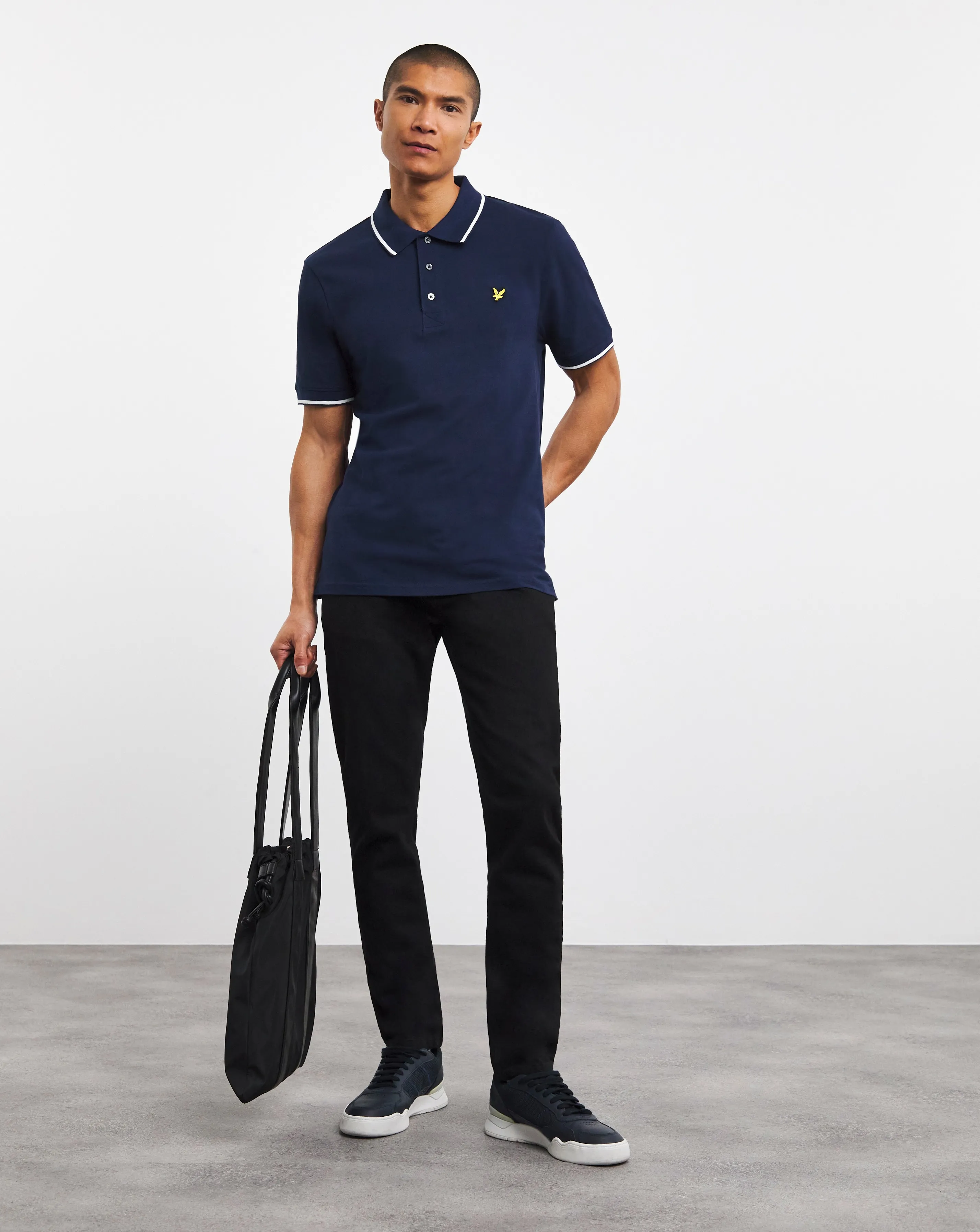 Lyle & Scott Navy Short Sleeve Tipped Polo