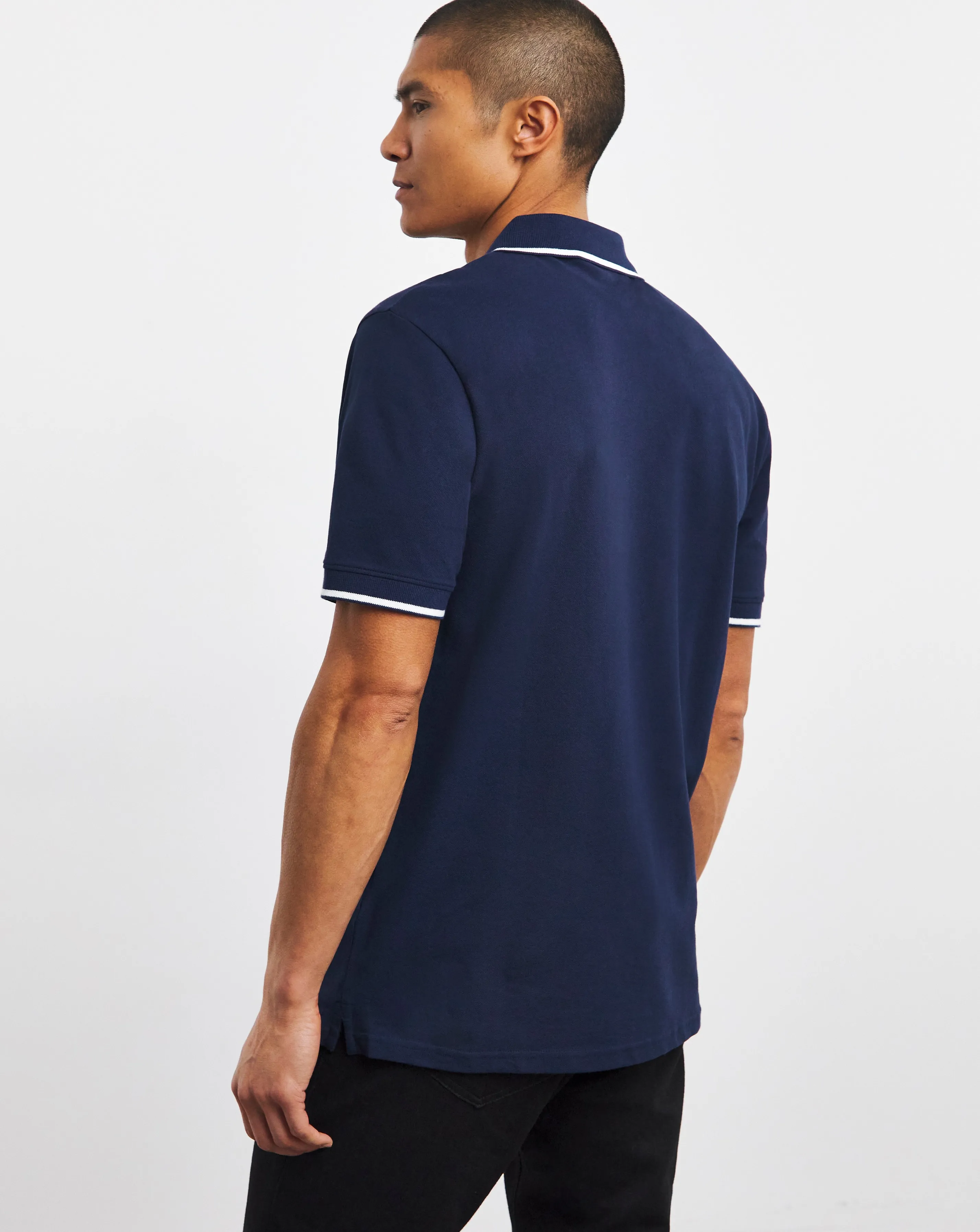 Lyle & Scott Navy Short Sleeve Tipped Polo