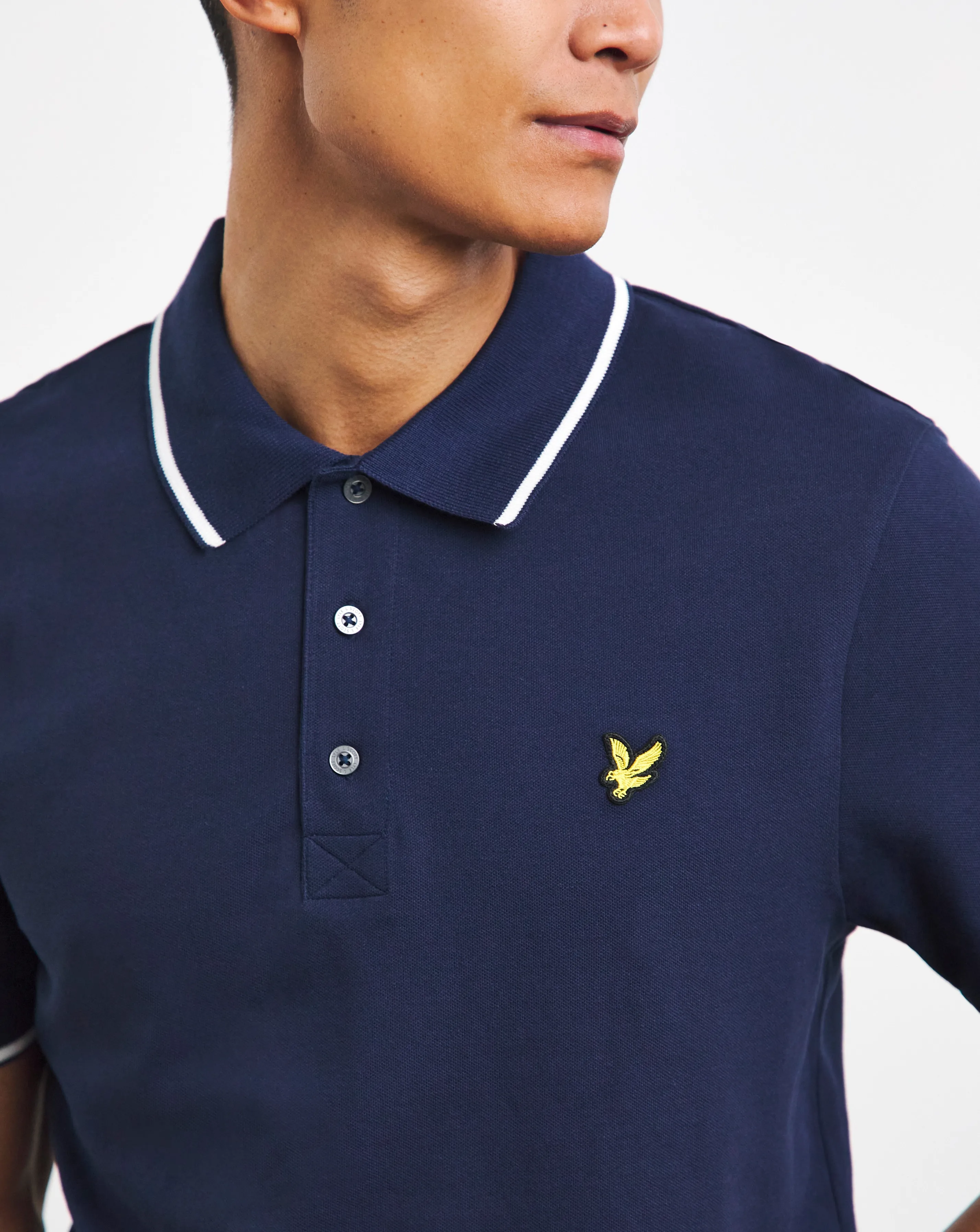 Lyle & Scott Navy Short Sleeve Tipped Polo