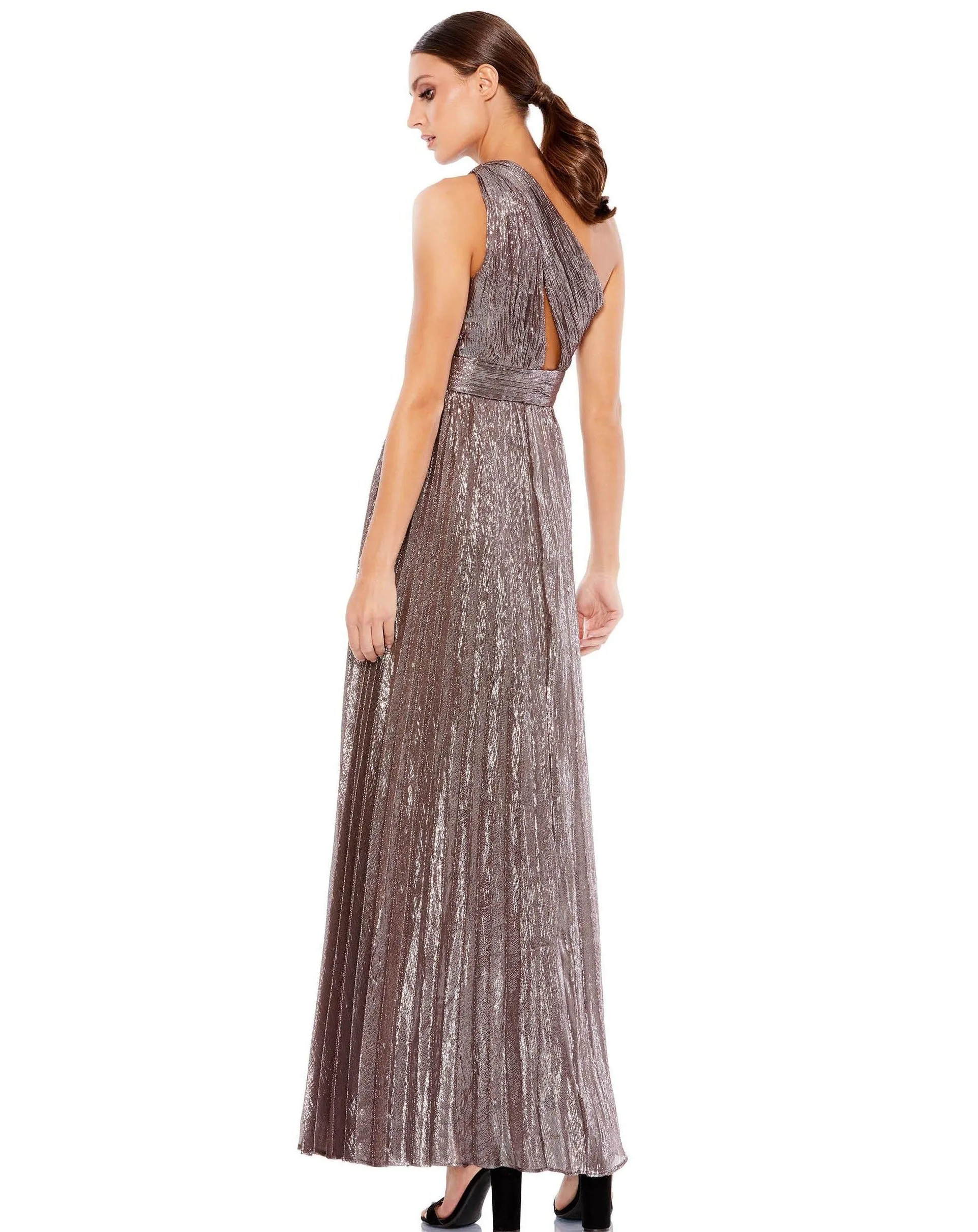 Mac Duggal 2149 Prom Long Metallic One Shoulder Gown