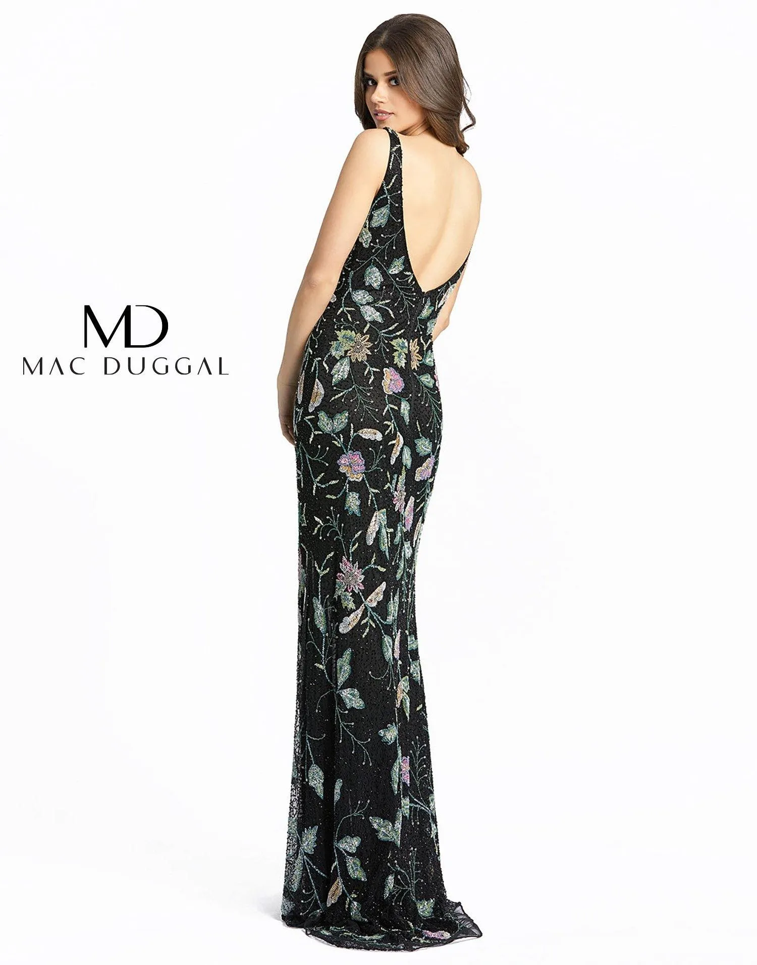 Mac Duggal 5313 Long Formal Floral Beaded Dress