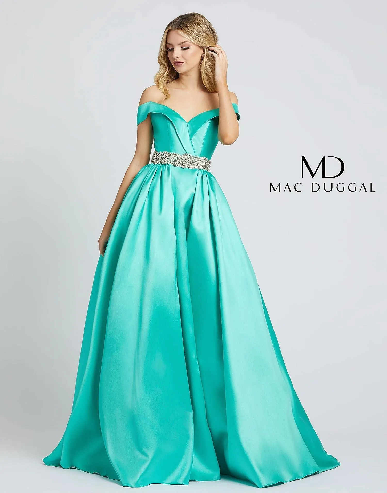 Mac Duggal 66717 Prom Long Off Shoulder Ball Gown