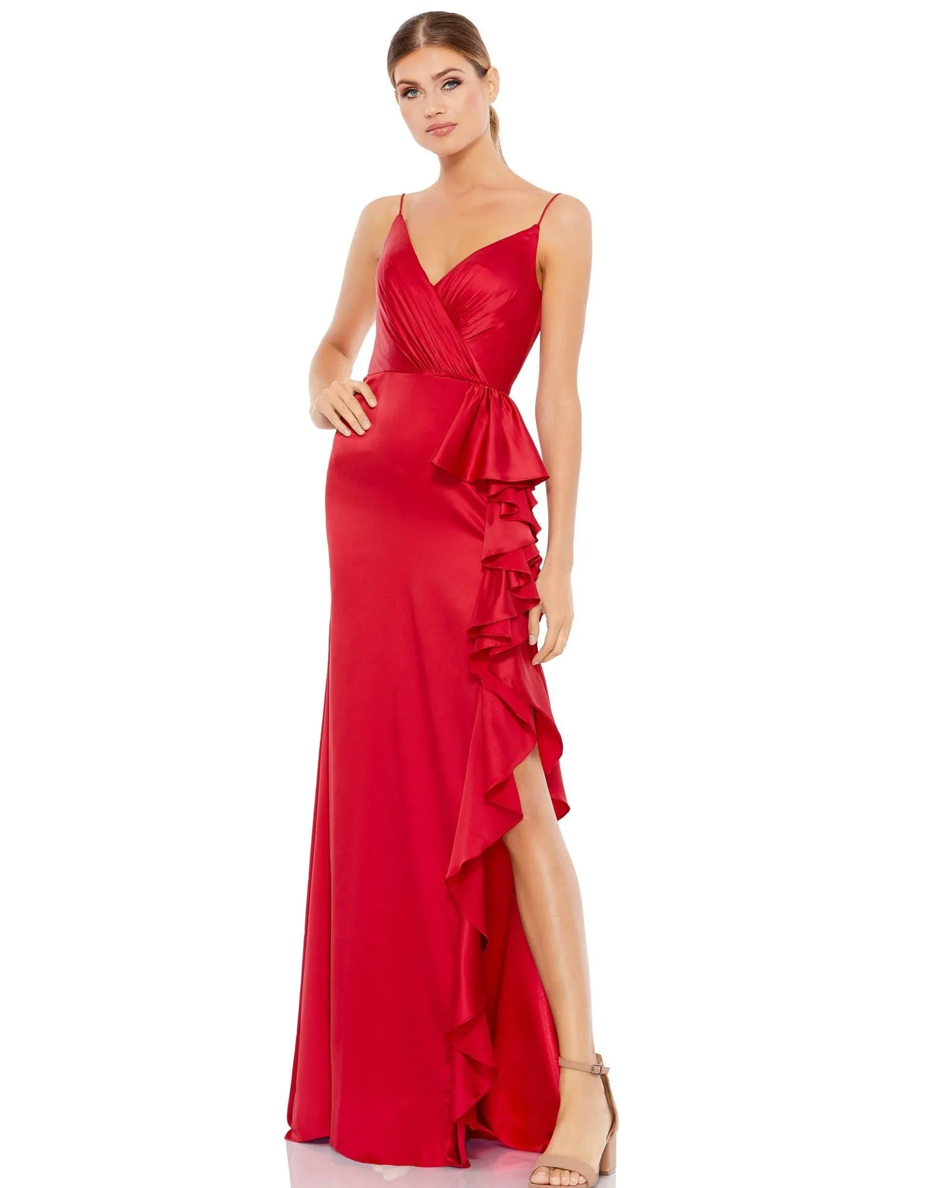 Mac Duggal 67815 Prom Long Satin Ruffled Dress