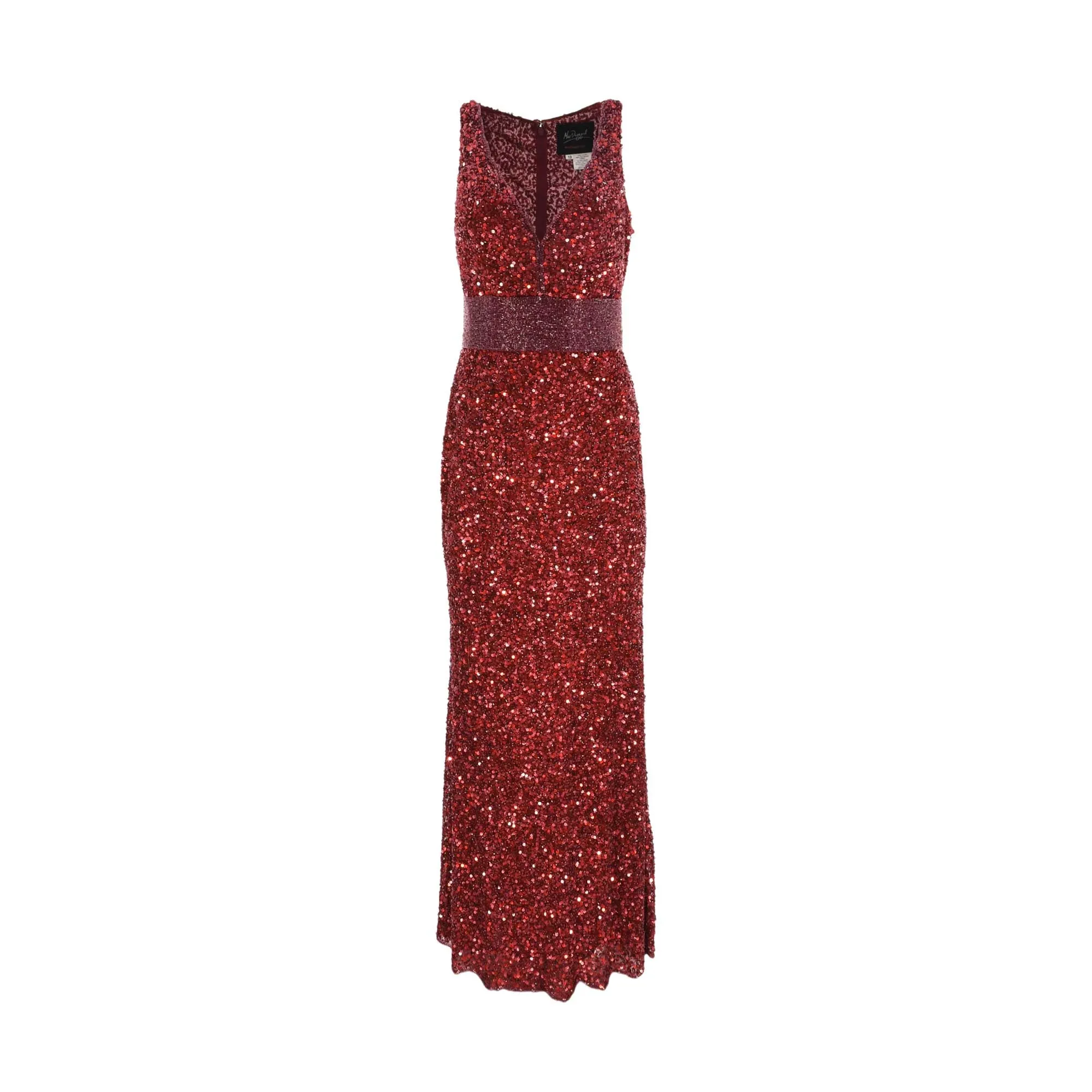 MAC DUGGAL Sleeveless Burgundy Sequence Gown SS22