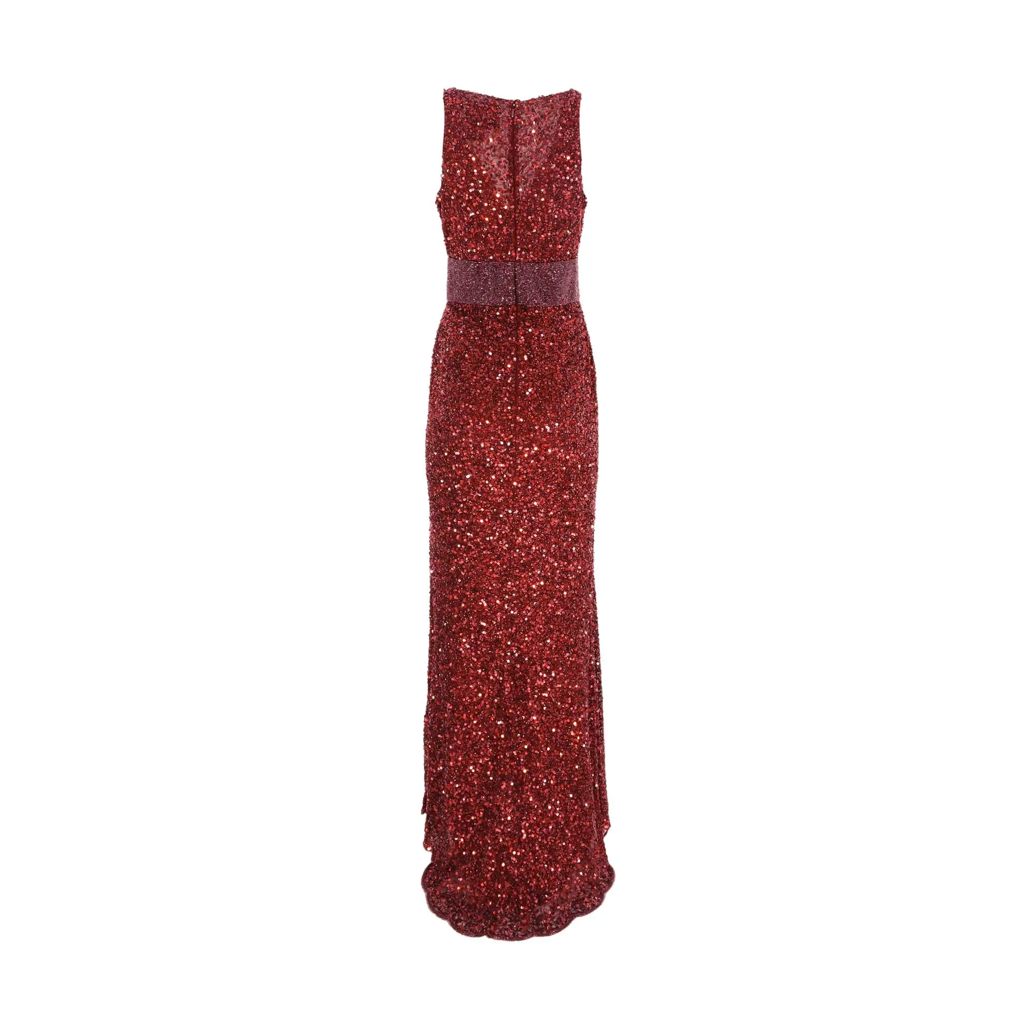 MAC DUGGAL Sleeveless Burgundy Sequence Gown SS22