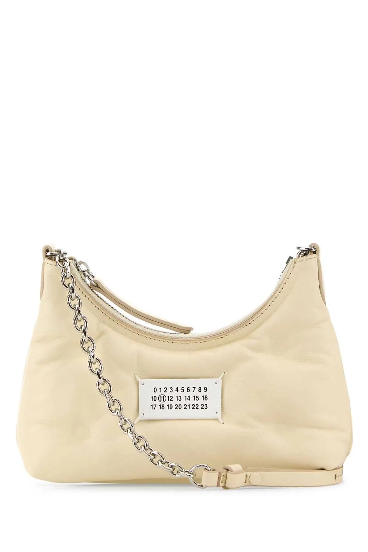 Maison Margiela Ivory Nappa Leather Micro Glam Slam Hobo Shoulder Bag