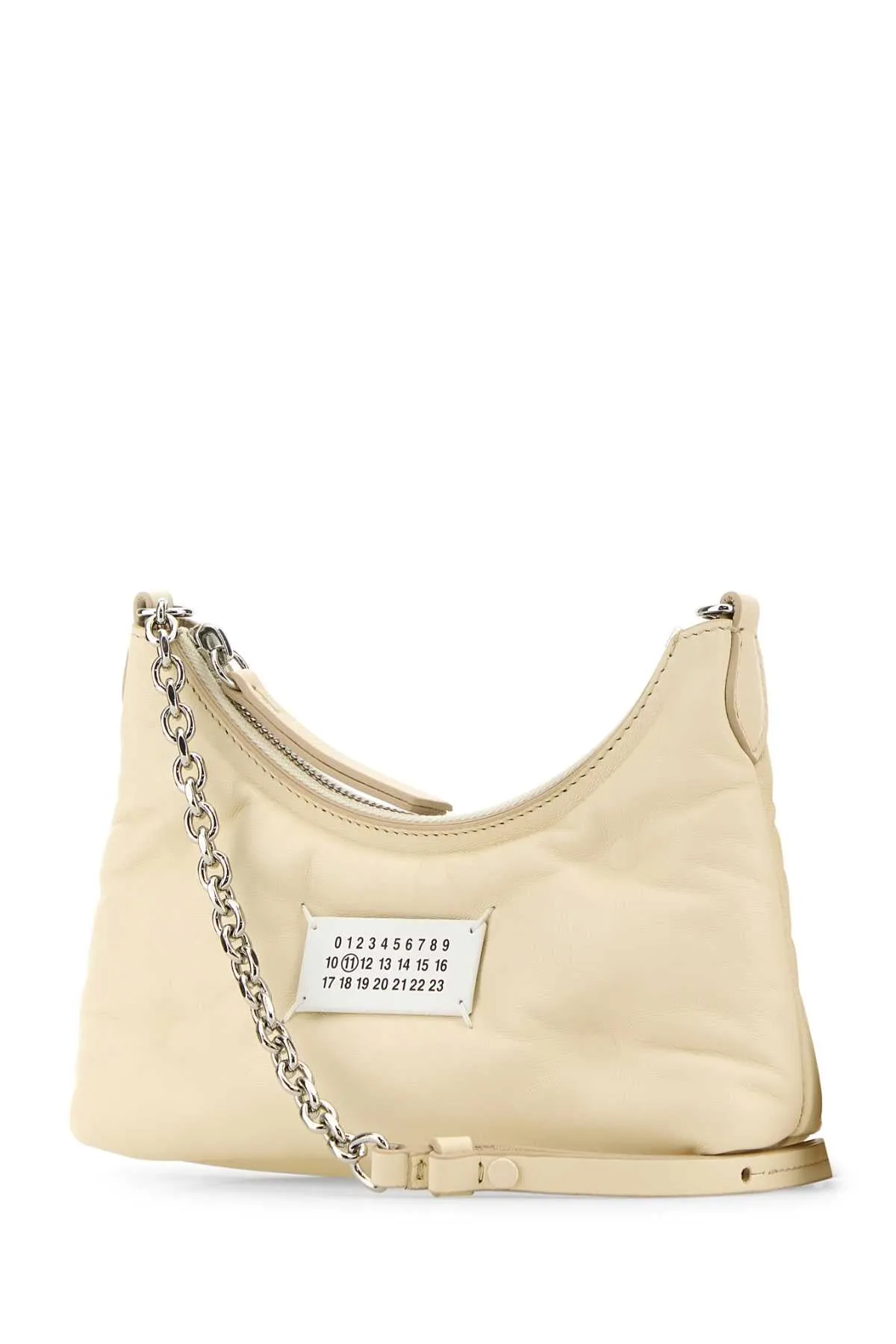 Maison Margiela Ivory Nappa Leather Micro Glam Slam Hobo Shoulder Bag