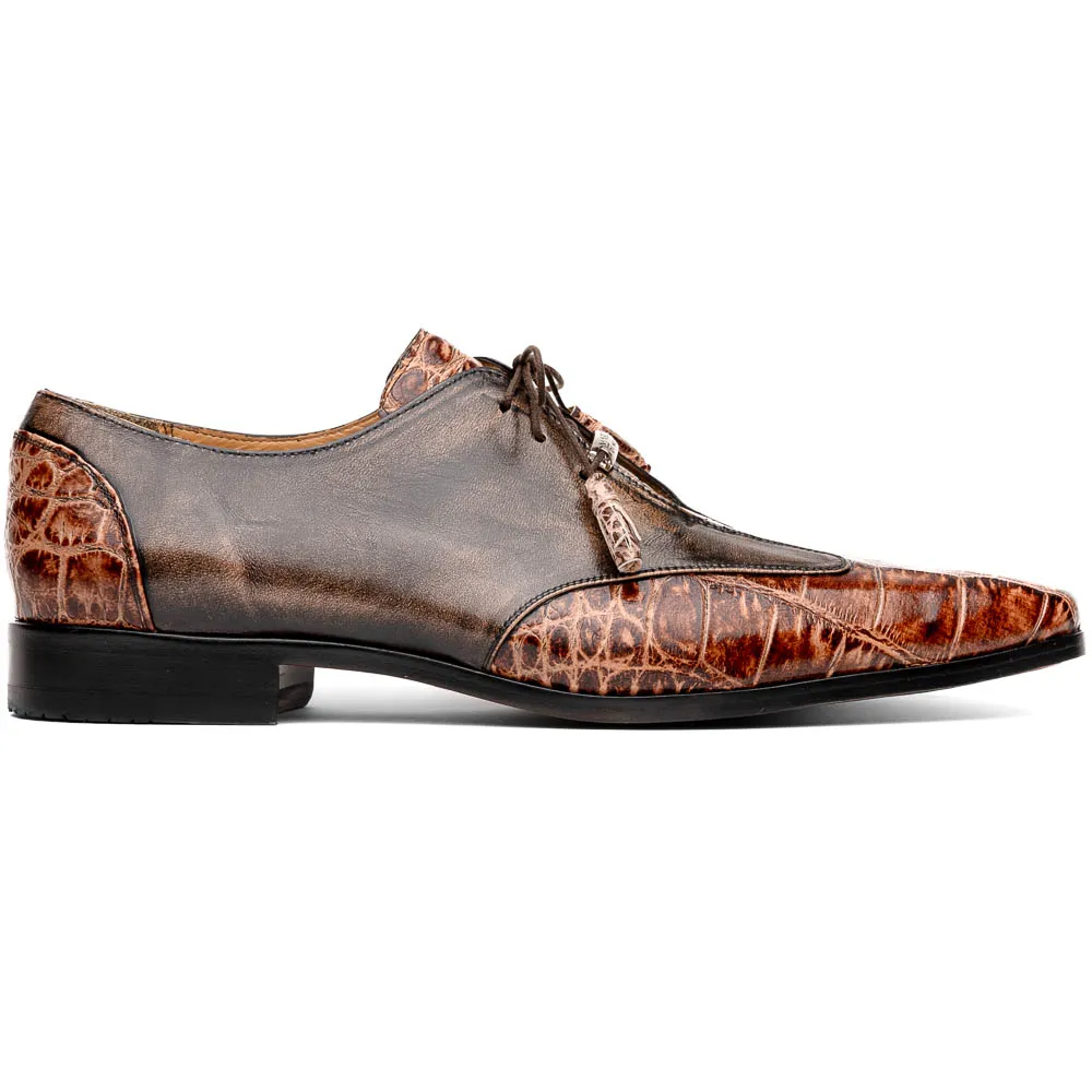 Marco Di Milano Anzio Alligator & Calfskin Derby Orix Brown