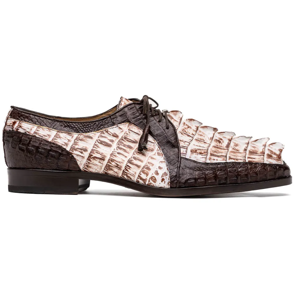 Marco Di Milano Caribe Caiman Crocodile Derby Rustic White / Brown