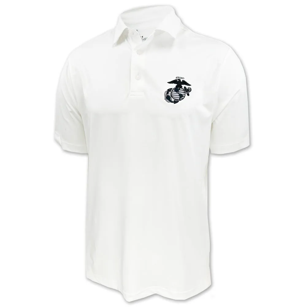 Marines Under Armour Tonal EGA Performance Polo (White)