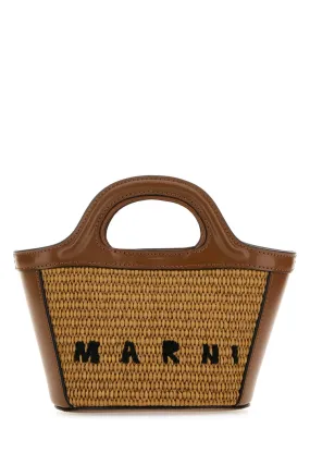 Marni Two Tone Leather And Straw Tropicalia Handbag