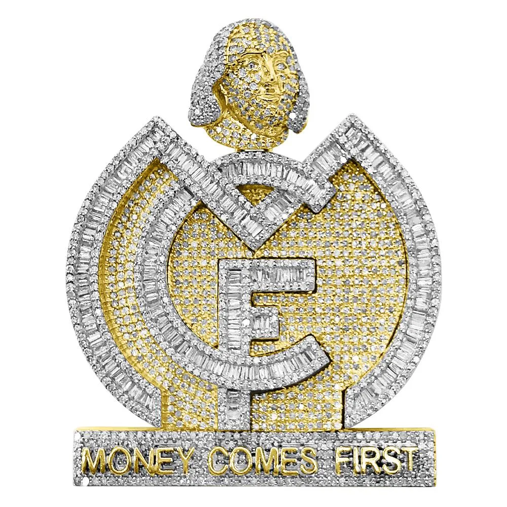 MCF Money Comes First Baguette Diamond Pendant 4.15cttw 10K Yellow Gold