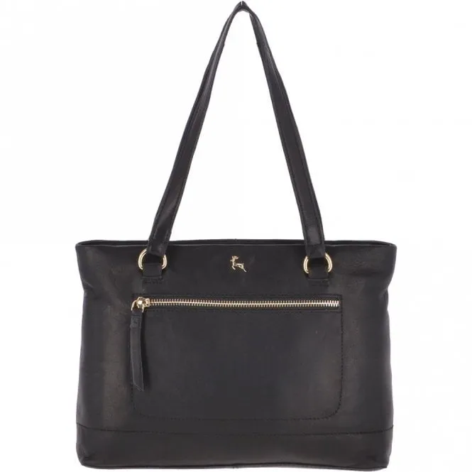 Medium Leather Handbag Black : Ela 1610