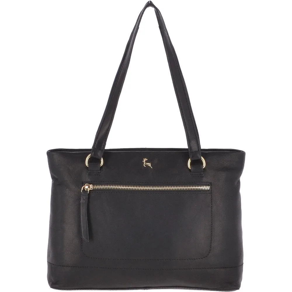 Medium Leather Handbag Black : Ela 1610