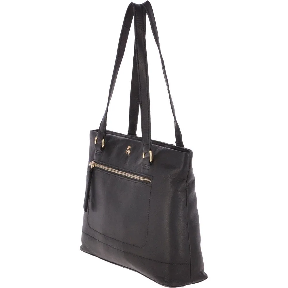 Medium Leather Handbag Black : Ela 1610