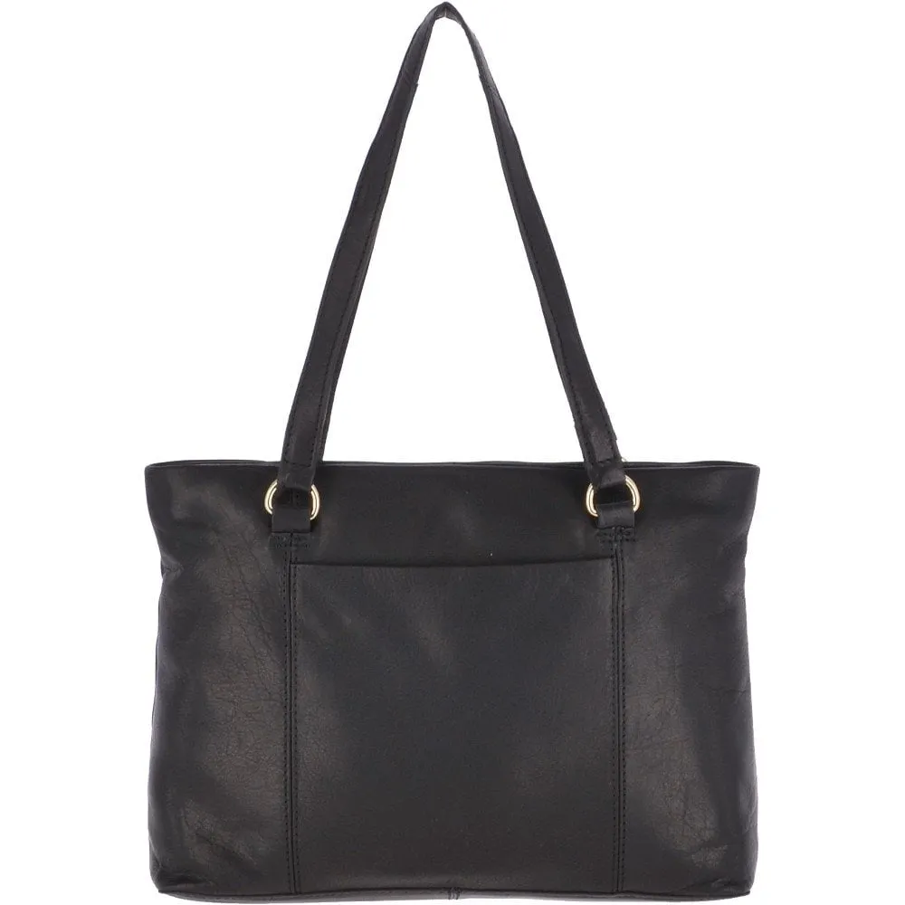 Medium Leather Handbag Black : Ela 1610