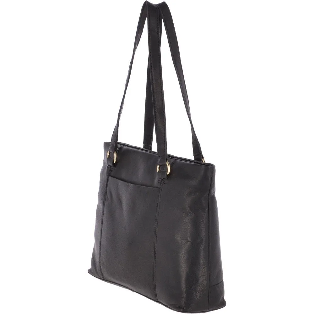 Medium Leather Handbag Black : Ela 1610