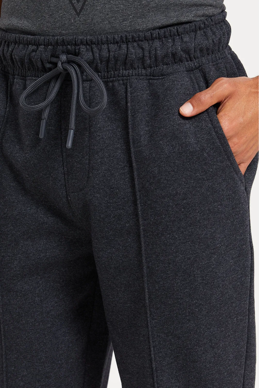 Men Charcoal Fleece Active Pants