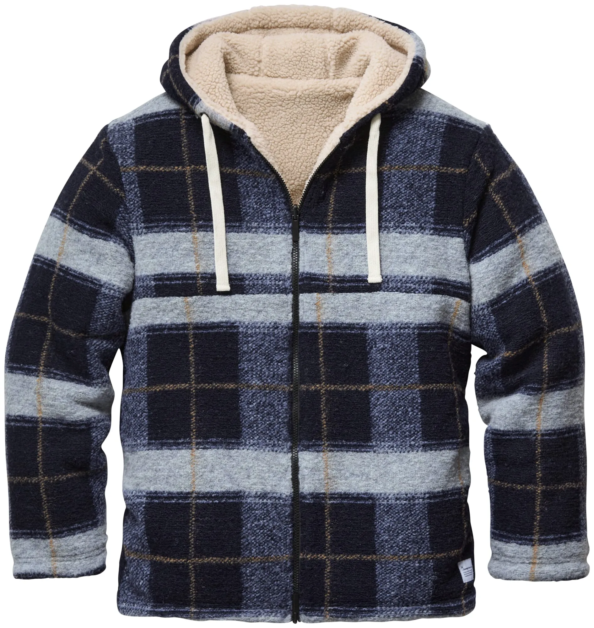 Men jacket knitted teddy plaid, Blue | Manufactum