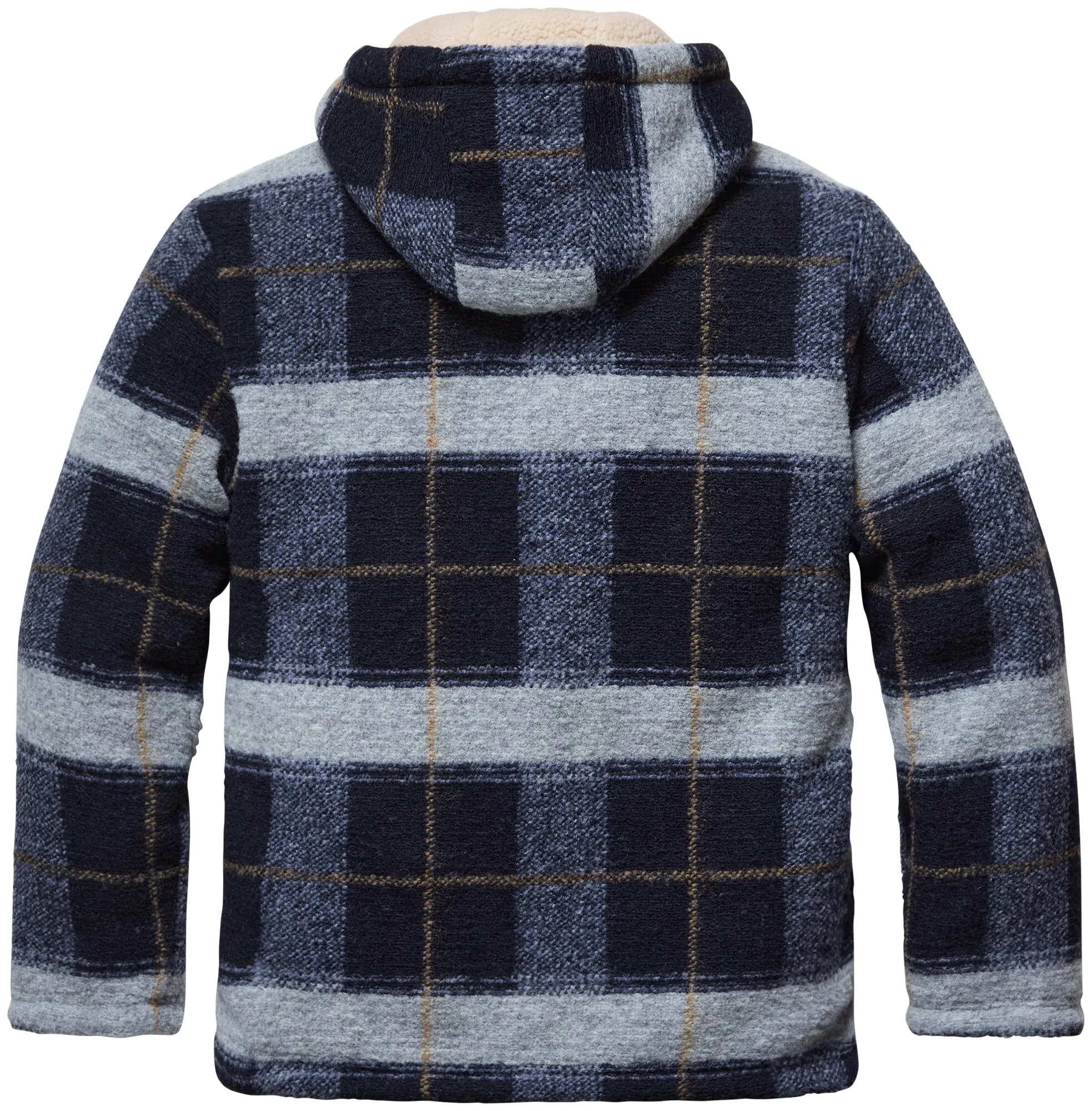 Men jacket knitted teddy plaid, Blue | Manufactum