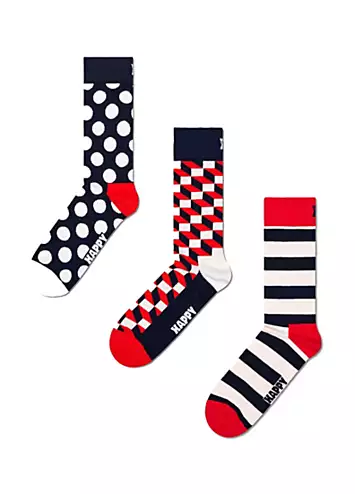 Mens 3 Pack Classic Filled Optic Socks by Happy Socks | Look Again