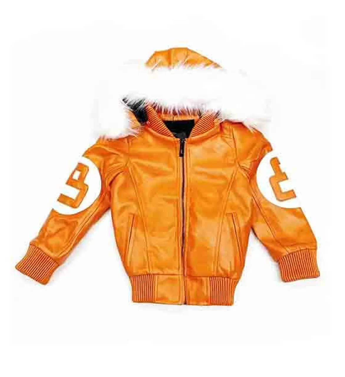 Mens 8 Ball Orange Parka Fur Hooded Jacket