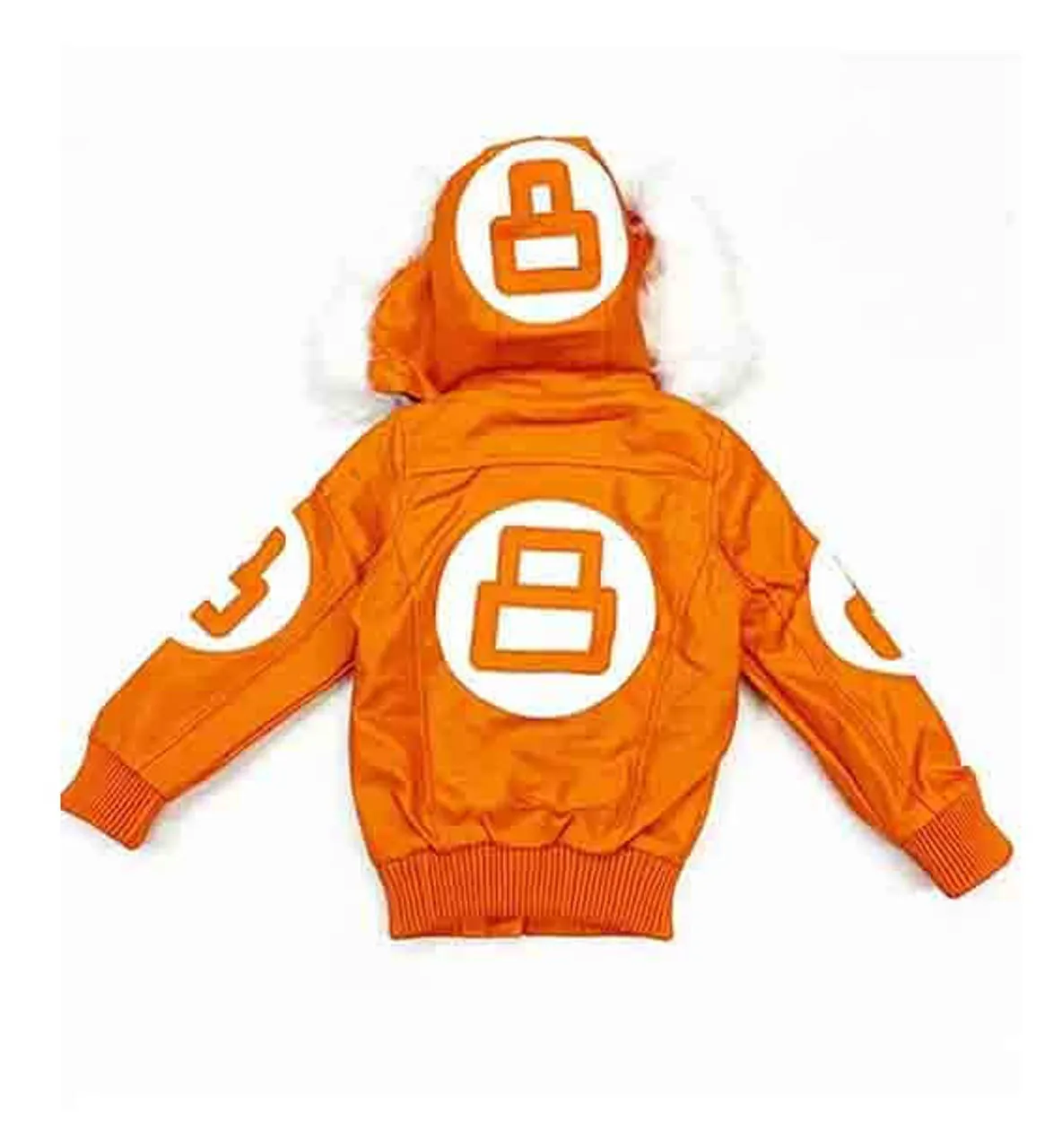 Mens 8 Ball Orange Parka Fur Hooded Jacket