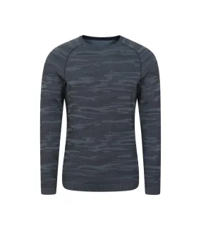 Mens alpine camo seamless base layer top blue Mountain Warehouse