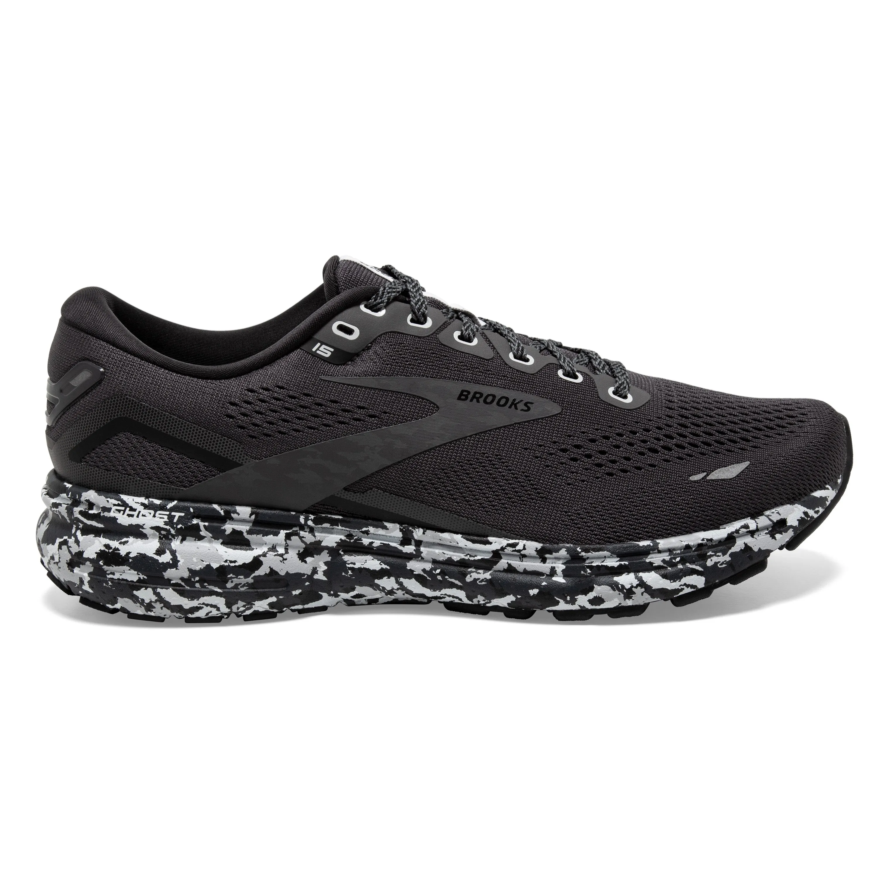 Men's Brooks Ghost 15 Color: Ebony / Black / Oyster