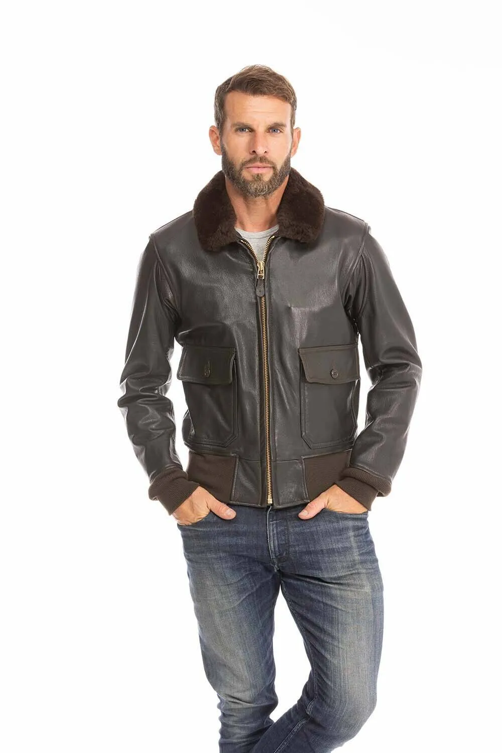 Men's brown pilot jacket cockpit'usa z 2108 w