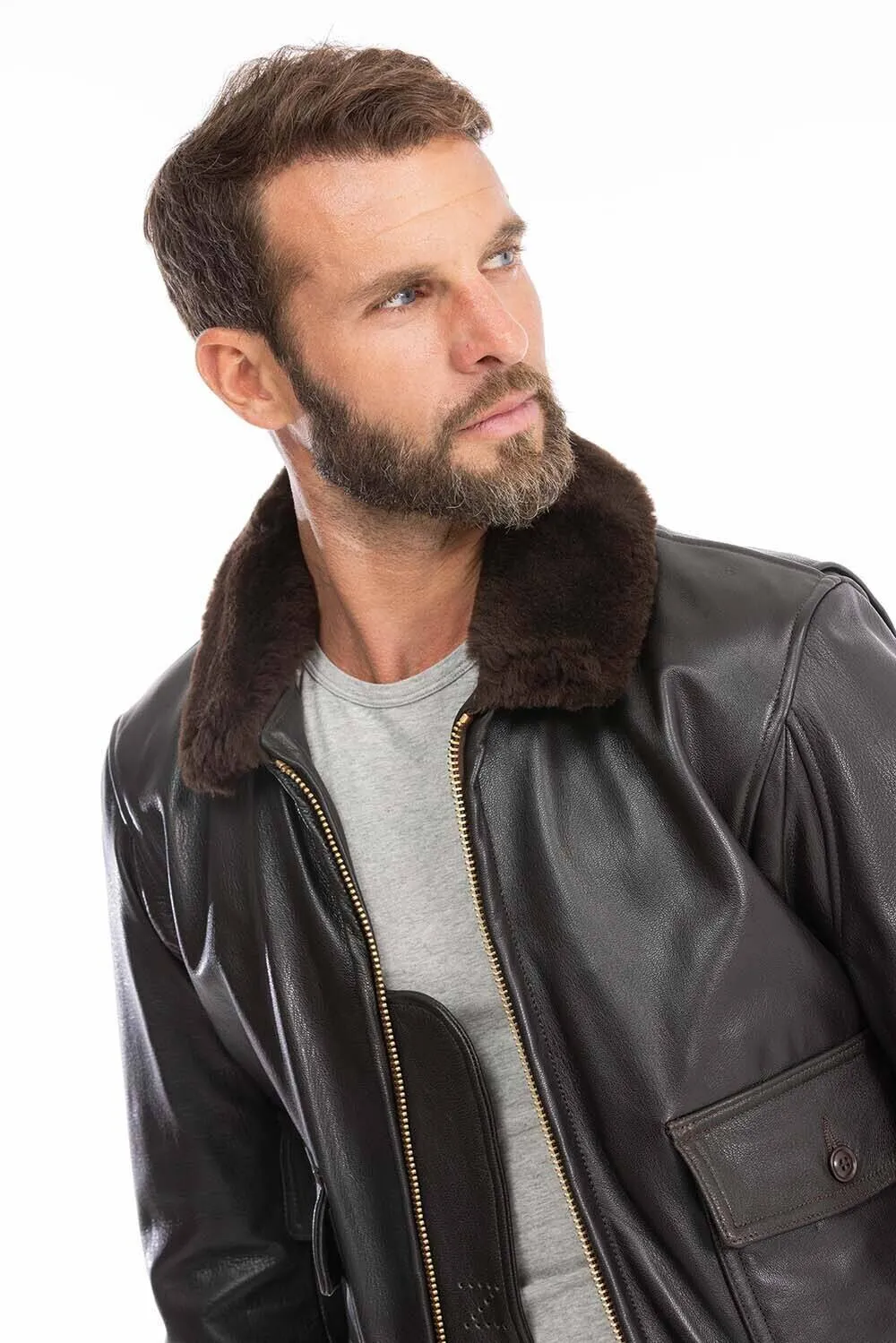 Men's brown pilot jacket cockpit'usa z 2108 w