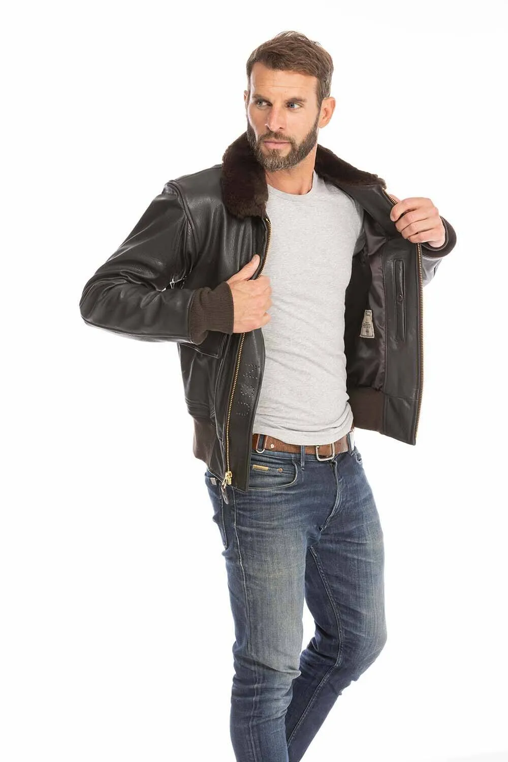 Men's brown pilot jacket cockpit'usa z 2108 w