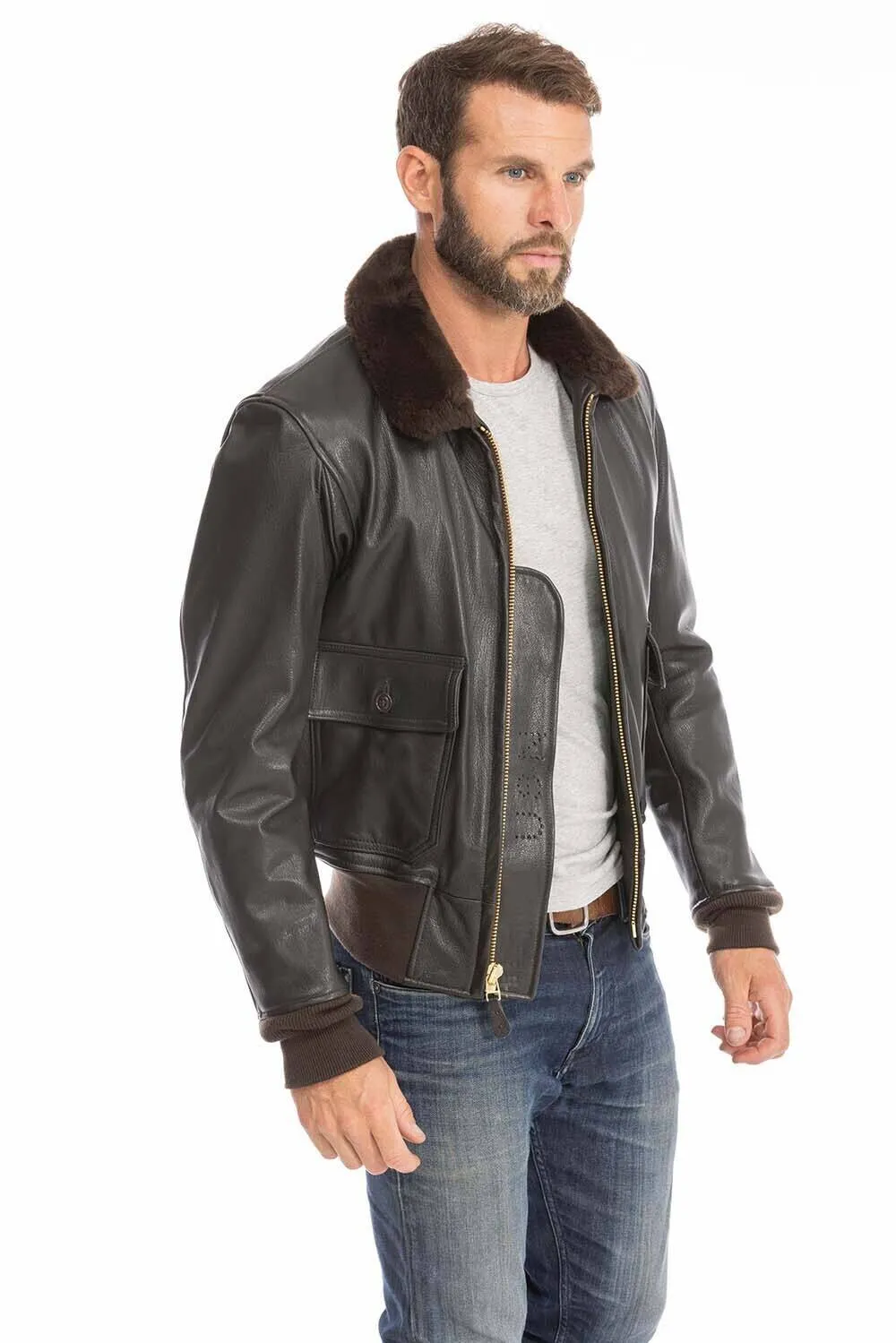 Men's brown pilot jacket cockpit'usa z 2108 w