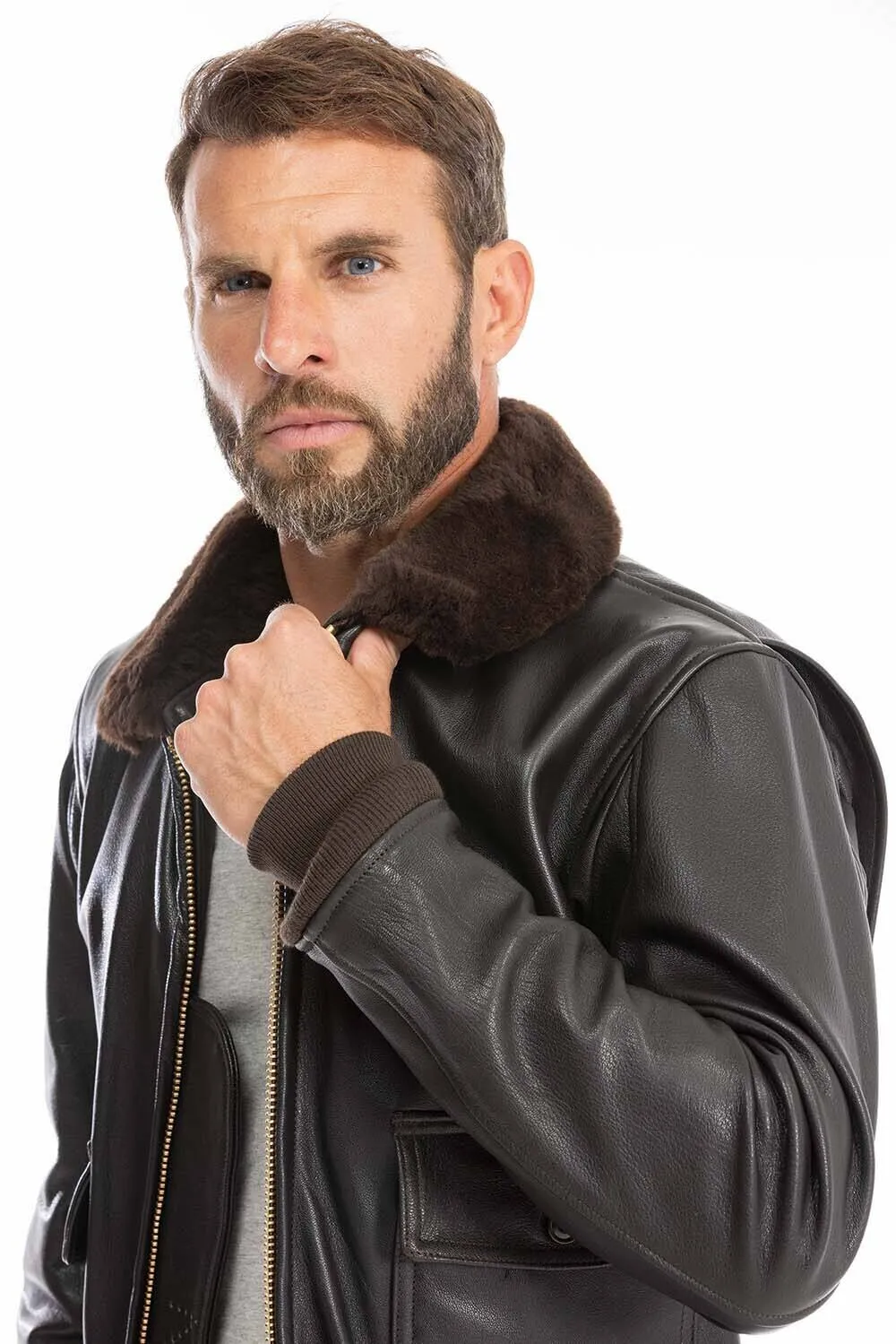 Men's brown pilot jacket cockpit'usa z 2108 w