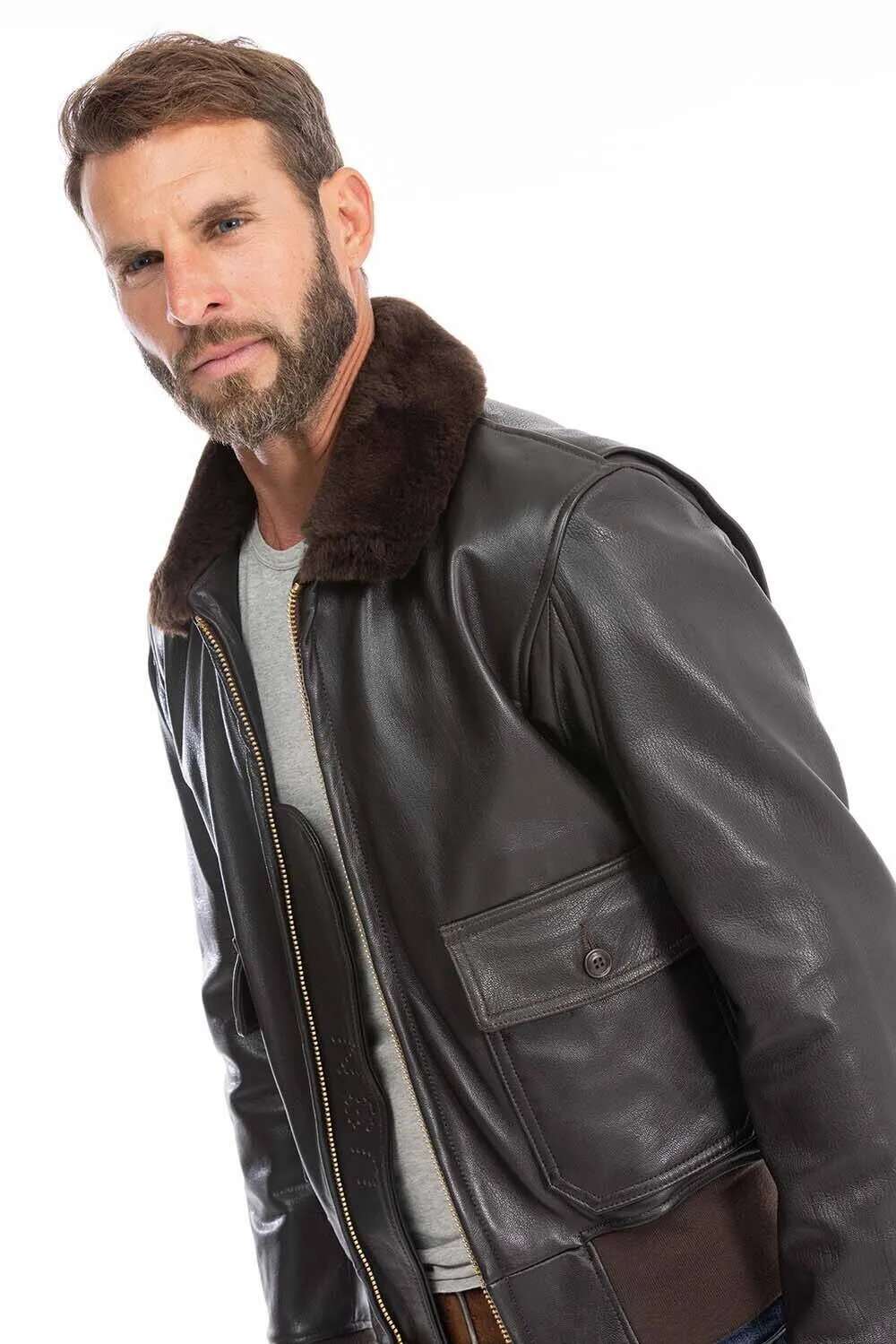 Men's brown pilot jacket cockpit'usa z 2108 w