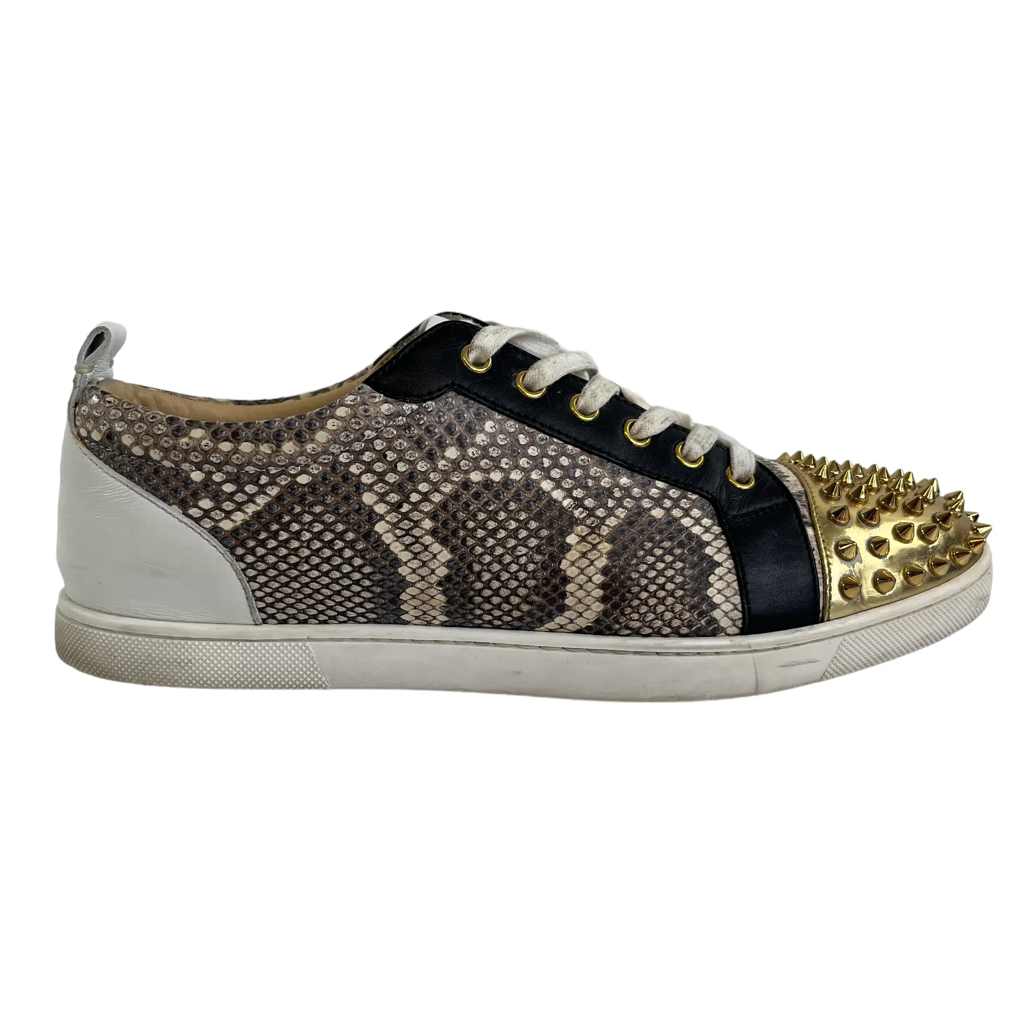 Men's Junior Spikes Snakeskin Low Trainers Beige Size EU 42.5 / UK 8.5